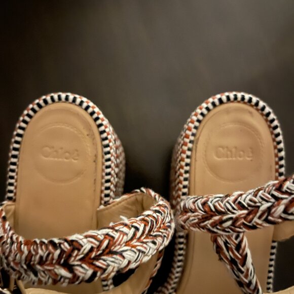 Chloe Odina Braided Straps Cotton Platform Sandals - Picture 5 of 9